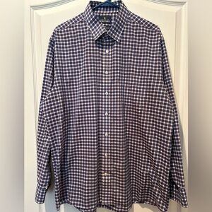 Men's Stafford XL Long Sleeve Blue Checkered Shirt